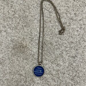 Kentucky Blue Round Pendant Necklace - Silver Chain